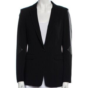 Rag & Bone Leather Trim Blazer Size 8 Black Striped Lining Capsule Workcore